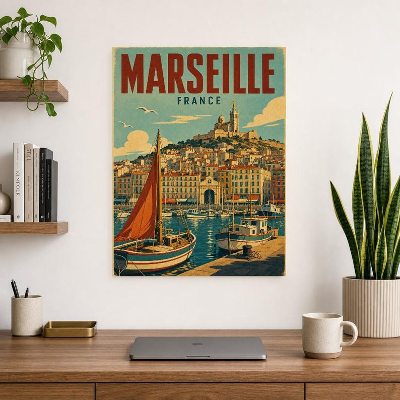 Marseille-Reiseposter | Vintage-Druck des Alten Hafens | Wandbild aus Frankreich | Gedruckt & Versand Bild 8