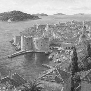 Dubrovnik Travel Poster | Soft Painting Croatia Wall Art | Adriatic Old Town Coastal Print | Printed & Shipped image 10