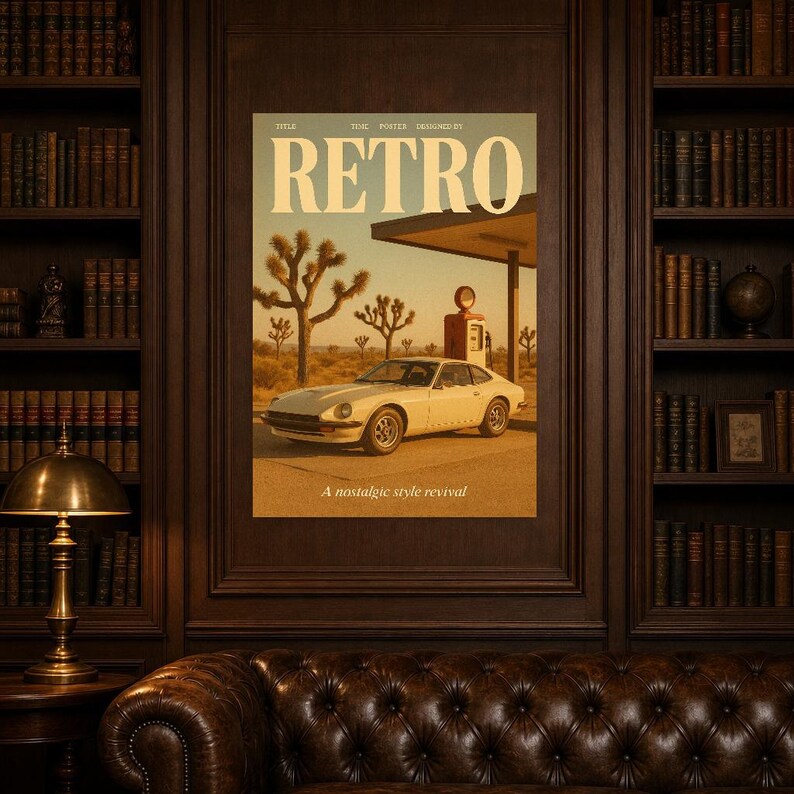 Retro Plakat Retro | Druk ścienny w stylu vintage z lat 70. | Druk magazynu estetycznego | Prezent w stylu retro z połowy wieku zdjęcie 4
