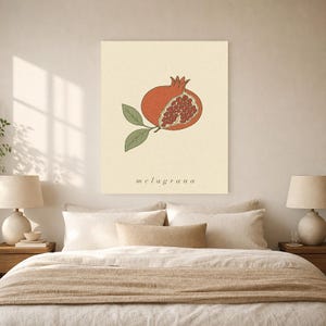 Pomegranate Botanical Wall Art Print | Minimalist Line Art Print | Melagrana Italian Kitchen Poster | Mediterranean Fruit Decor image 6