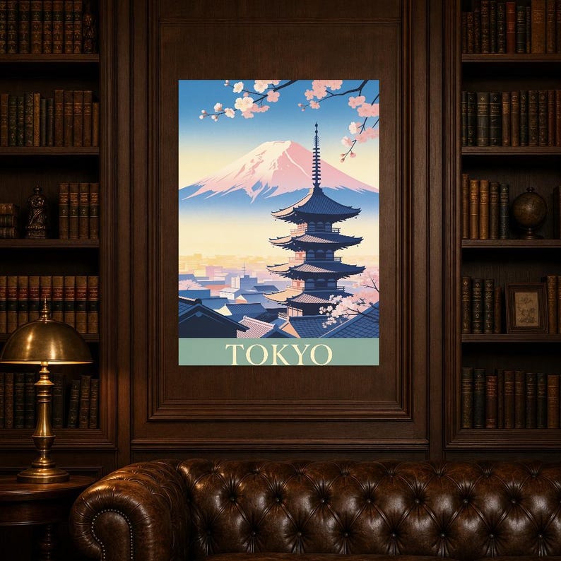 Tokyo Vintage Travel Poster | Retro Japan City Art Print | Housewarming Gift Wall Decor image 7
