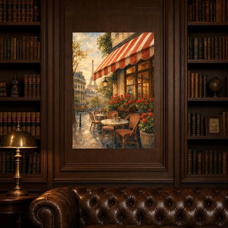 Paris Cafe Travel Poster | Soft Painting France Wall Art | Parisian Cafe Terrace Print | Printed & Shipped image 5