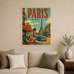 Paris Travel Poster | Vintage Eiffel Tower Print | France Wall Art | Printed & Shipped image 9