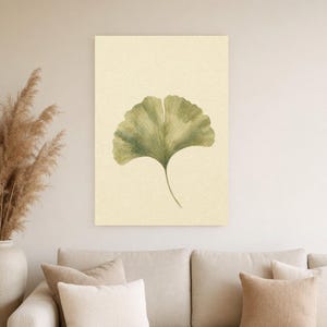 Sage Green Japandi Wall Art Print | Neutral Gallery Wall Set | Minimal Ginkgo Leaf Wabi Sabi Print image 4
