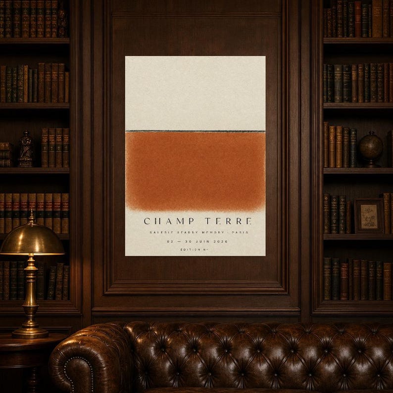 Erdfeld | Abstrakte Wandkunst | Modernes Galerieposter | Minimalistischer Druck in Terrakotta und Schwarz | Gedruckt & Versand Bild 6
