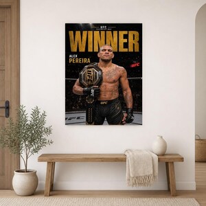 Alex Pereira Champion Poster | UFC Gold Belt MMA Wall Art Print | Heavyweight Fight Night Decor image 10