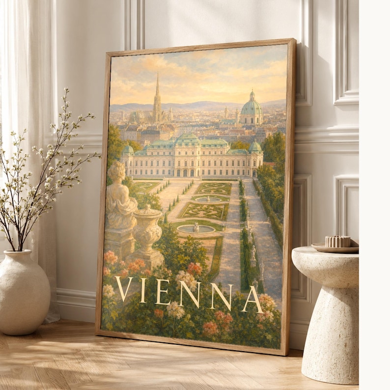 Vienna Travel Poster | Soft Painting Austria Wall Art | Named City Art Print | Printed & Shipped image 1