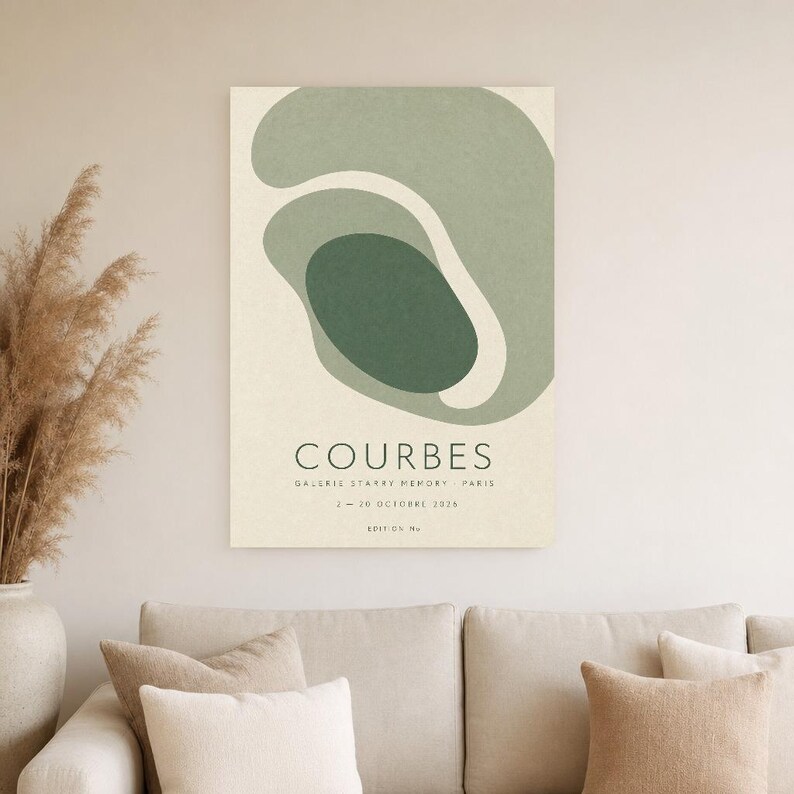 Curvas | Arte abstracto para pared | Póster moderno para galería | Impresión minimalista | Impreso y enviado imagen 4