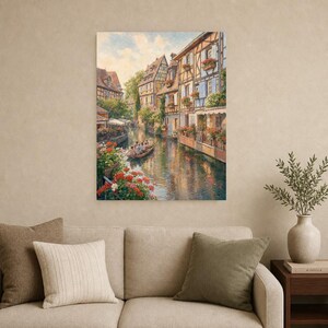 Colmar Travel Poster | Soft Painting France Wall Art | Alsace Little Venice Canal Print | Printed & Shipped image 9