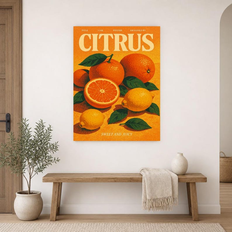 Citrus Retro Poster | Vintage 70s Wall Art Print | Aesthetic Magazine Print | Mid Century Retro Decor Gift image 16