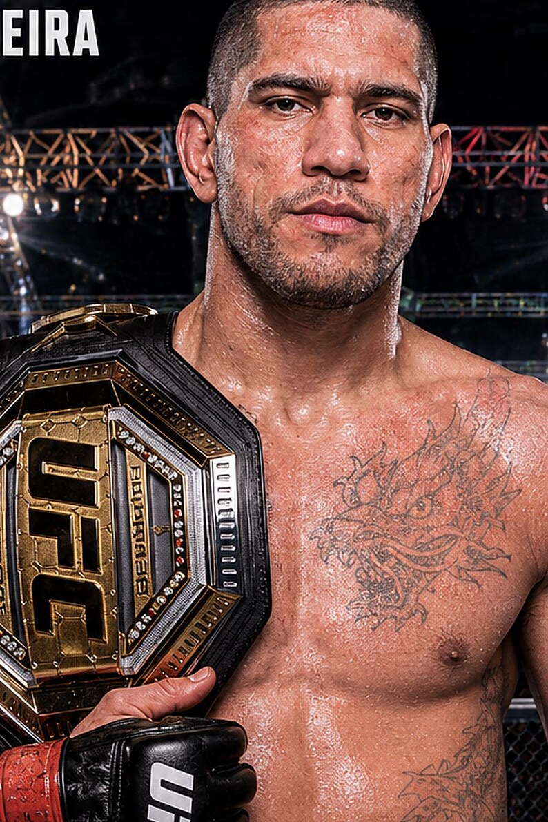 Alex Pereira Champion Poster | UFC Heavyweight Belt MMA Wall Art Print | Fight Night Decor image 3