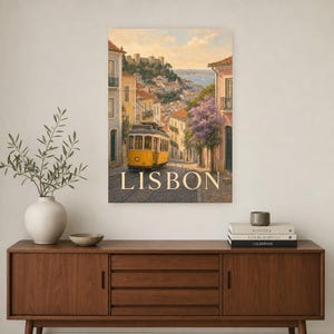 Lisbon Travel Poster | Soft Painting Portugal Wall Art | Named City Art Print | Printed & Shipped image 2