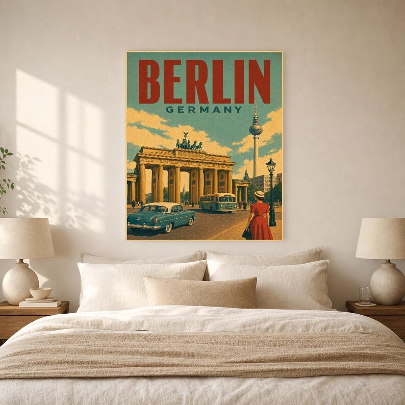 Berlin Travel Poster | Vintage Brandenburg Gate Print | Germany Wall Art | Printed & Shipped image 6