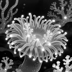 Bioluminescent Sea Anemone Poster | Deep Sea Ocean Bathroom Wall Art Print | Dark Coastal Night Print image 17