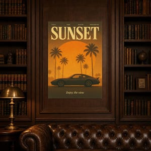 Sunset Retro Poster | Vintage 70s Wall Art Print | Aesthetic Magazine Print | Mid Century Retro Decor Gift image 4