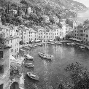 Pôster de viagem de Portofino | Pintura suave para decoração de parede da Itália | Impressão do porto da Riviera Italiana | Impresso e enviado imagem 10