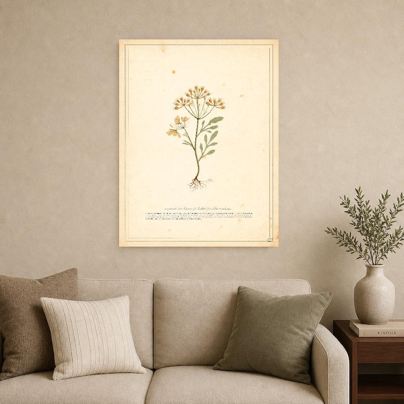 Sepia Vintage Botanical Wall Art | Antique Herbal Engraving Poster | Cottagecore Specimen Print image 9
