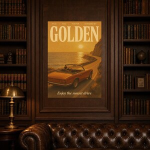 Póster retro dorado | Impresión de arte de pared vintage de los años 70 | Impresión de revista estética ? Regalo de decoración retro de medi imagen 4