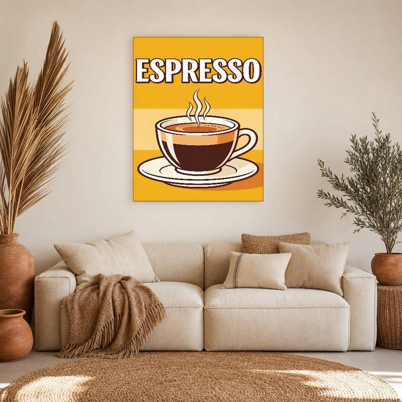 Espresso Kitchen Wall Art Print | Retro Bistro Coffee Poster | Maximalist Cafe Kitchen Print | Dining Room Decor image 11