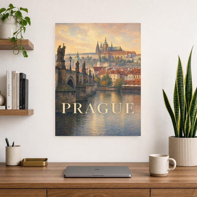 Póster de viaje de Praga | Pintura suave de la República Checa | Lámina artística con nombre de ciudad | Impreso y enviado imagen 8