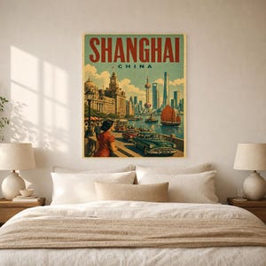 Shanghai Travel Poster | Vintage The Bund Print | China Wall Art | Printed & Shipped image 6