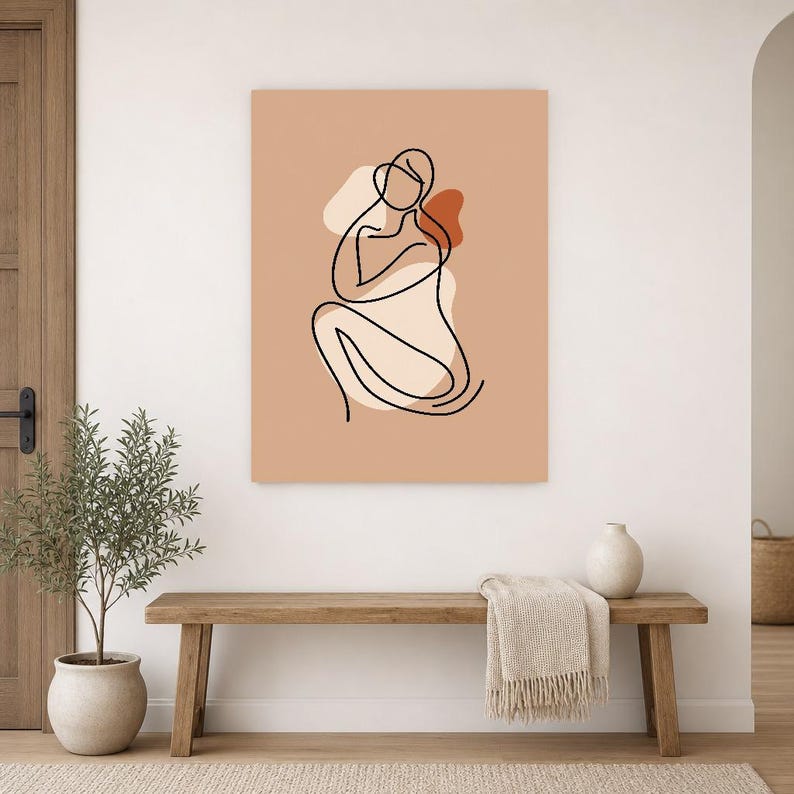 One Line Female Body Wall Art Print | Minimalist Line Drawing Poster | Abstract Boho Bedroom Print image 9