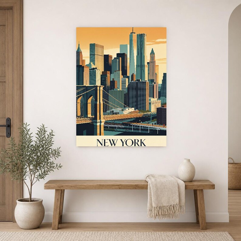New York Vintage Reiseposter | Retro-USA-Stadt-Kunstdruck | Wanddekoration als Geschenk zur Wohnungserwärmung Bild 14