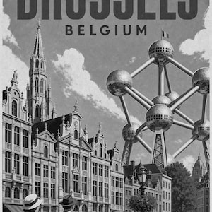 Brussels Travel Poster | Vintage Grand Place Print | Belgium Wall Art | Printed & Shipped image 10