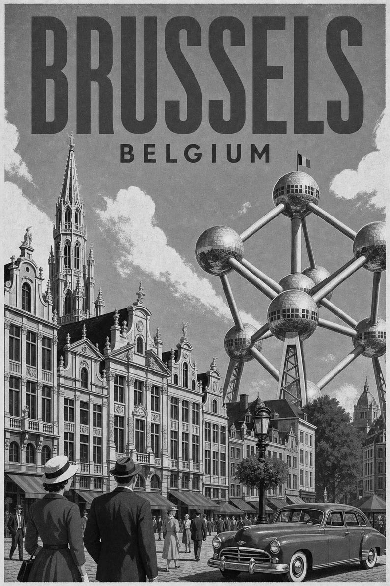 Brussels Travel Poster | Vintage Grand Place Print | Belgium Wall Art | Printed & Shipped image 10