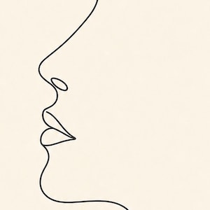 One Line Woman Face Wall Art Print | Minimalist Line Art Print | Abstract Female Profile Poster | Ivory Bedroom Decor | Line Drawing image 3