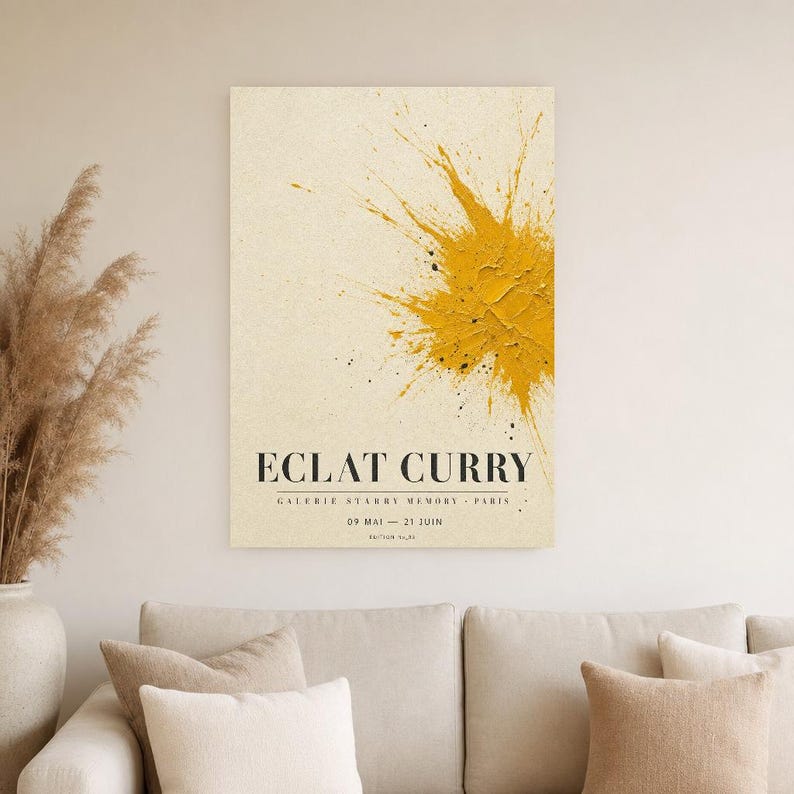 Eclat Curry | Abstract Yellow Wall Art | Modern Gallery Poster | Minimalist Print | Printed & Shipped image 4