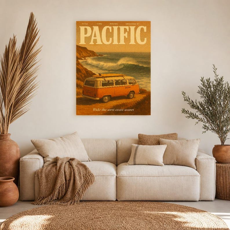 Pacific Retro Poster | Vintage 70s Wall Art Print | Aesthetic Magazine Print | Mid Century Retro Decor Gift image 8