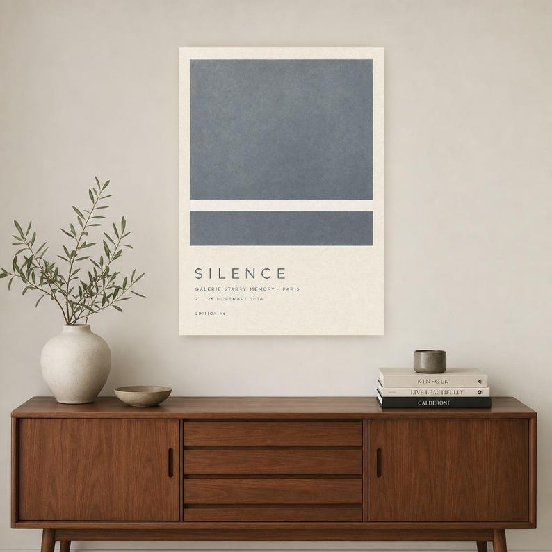 Cisza | Abstrakcyjna sztuka ścienna | Nowoczesny plakat galeryjny | Minimalistyczny wydruk | Wydruk i wysyłka zdjęcie 2