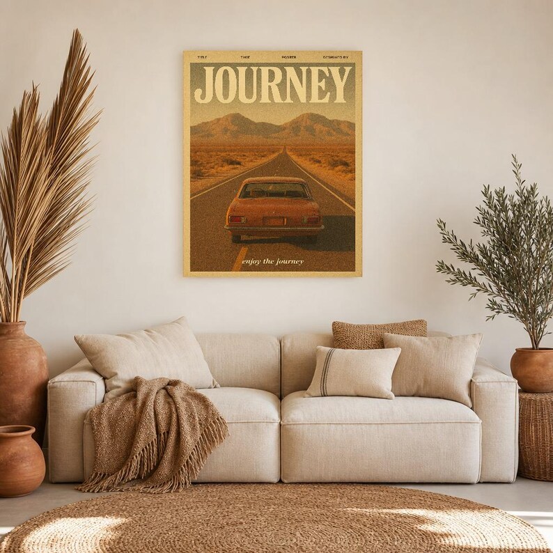 Cartel retro del viaje | Impresión de arte de pared vintage de los años 70 | Impresión de revista estética ? Regalo de decoración retro de m imagen 8