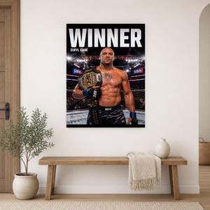 Ciryl Gane Champion Poster | UFC Heavyweight Belt MMA Wall Art Print | Fight Night Decor image 10
