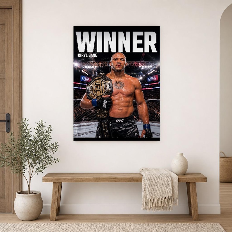 Ciryl Gane Champion Poster | UFC Heavyweight Belt MMA Wall Art Print | Fight Night Decor image 10