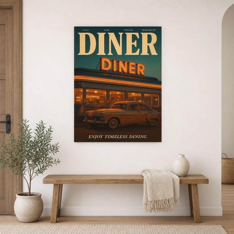 Retro Diner Poster | Vintage 70s Wall Art Print | Aesthetic Magazine Print | Mid Century Retro Decor Gift image 16