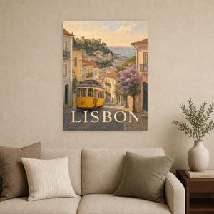 Lisbon Travel Poster | Soft Painting Portugal Wall Art | Named City Art Print | Printed & Shipped image 9