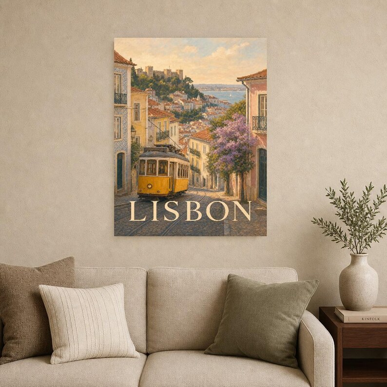 Lisbon Travel Poster | Soft Painting Portugal Wall Art | Named City Art Print | Printed & Shipped image 9