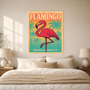 Flamingo Retro Poster | Vintage 70s Wall Art Print | Aesthetic Magazine Print | Mid Century Retro Decor Gift image 9