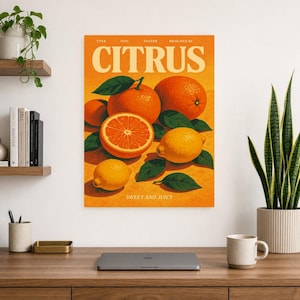 Citrus Retro Poster | Vintage 70s Wall Art Print | Aesthetic Magazine Print | Mid Century Retro Decor Gift image 13