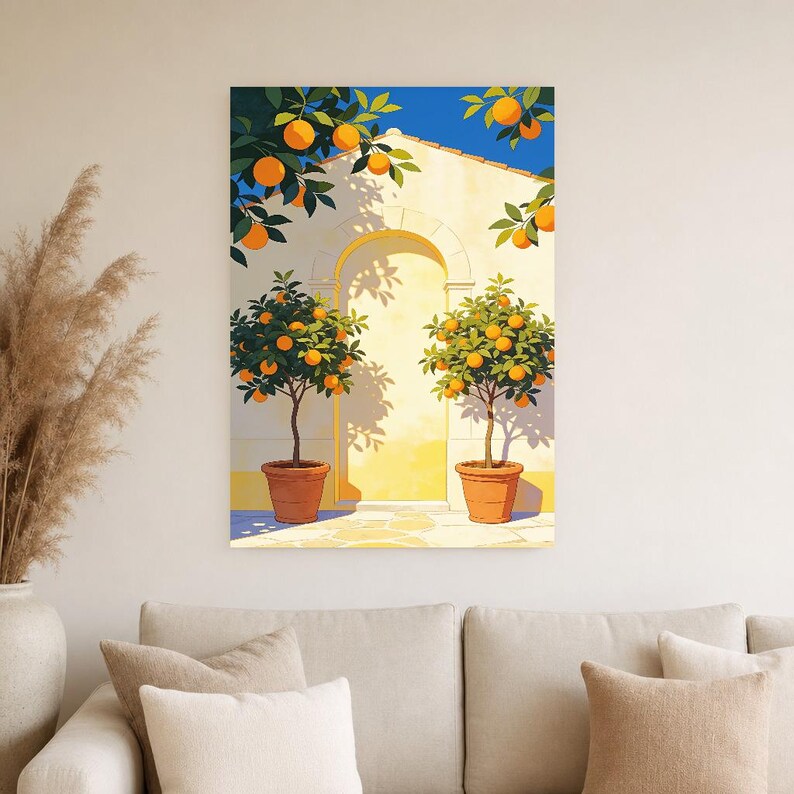 Mediterranean Orange Tree Kitchen Print | Dolce Vita Italian Wall Art Print | Dining Room Summer Decor image 5