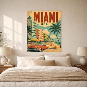Miami Travel Poster | Vintage Art Deco Print | USA Wall Art | Printed & Shipped image 6