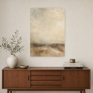 Warm Beige Abstract Wall Art Print | Neutral Color Field Print | Sand Taupe Watercolor Poster | Japandi Minimalist Bedroom Decor image 2