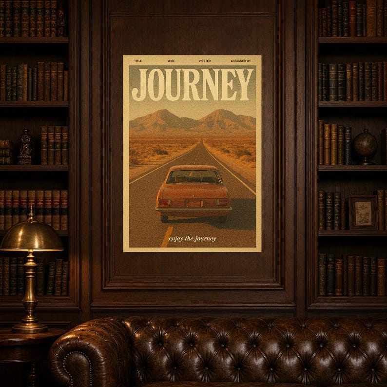 Cartel retro del viaje | Impresión de arte de pared vintage de los años 70 | Impresión de revista estética ? Regalo de decoración retro de m imagen 7
