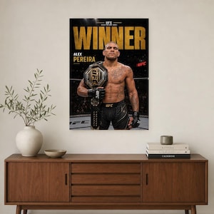Alex Pereira Champion Poster | UFC Gold Belt MMA Wall Art Print | Heavyweight Fight Night Decor image 2