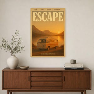 Escape Retro Poster | Vintage 70s Wall Art Print | Aesthetic Magazine Print | Mid Century Retro Decor Gift image 3