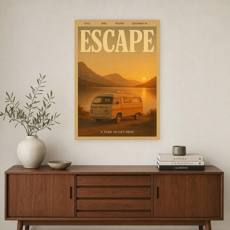 Escape Retro Poster | Vintage 70s Wall Art Print | Aesthetic Magazine Print | Mid Century Retro Decor Gift image 3