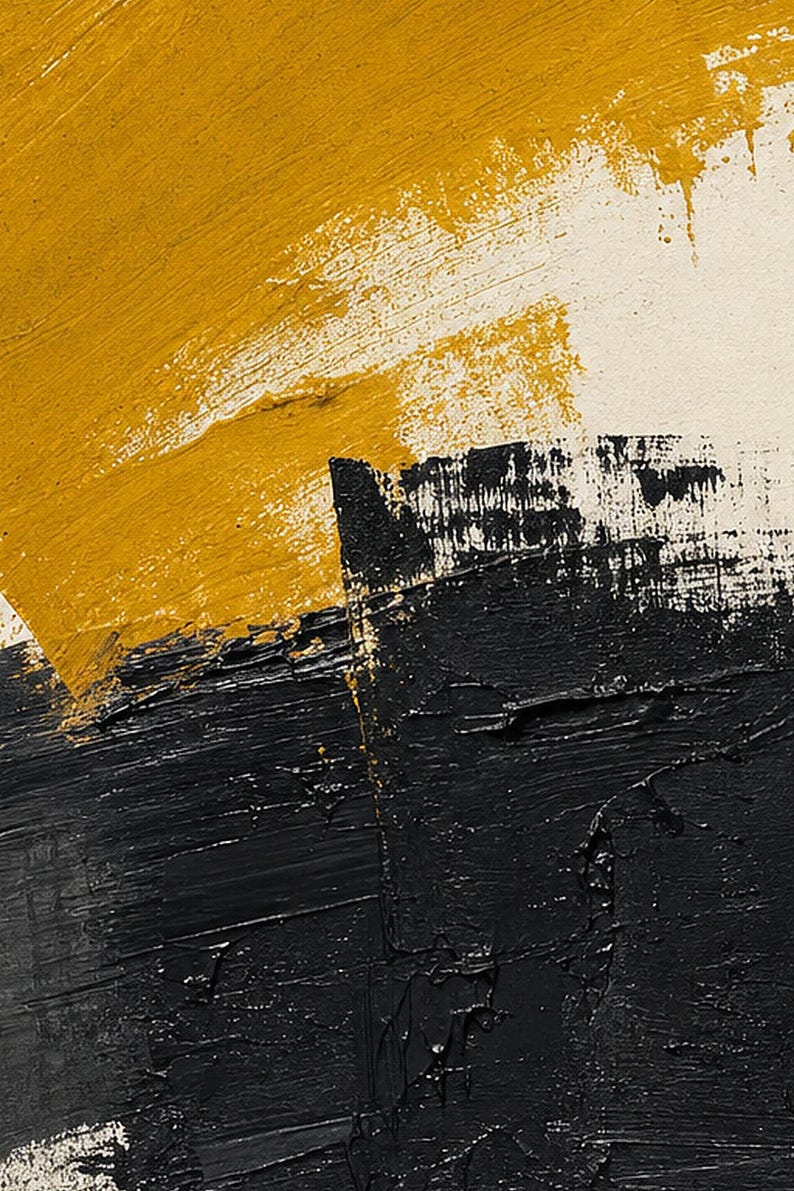 Leuchtendes Ocker | Abstrakte Wandkunst | Modernes Galerieposter | Minimalistischer Druck in Senfgelb und Schwarz | Gedruckt & Versand Bild 3