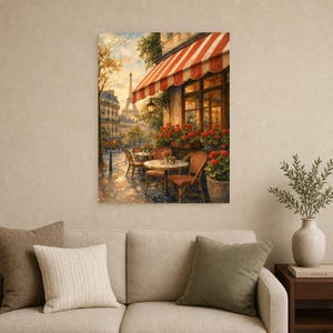 Paris Cafe Travel Poster | Soft Painting France Wall Art | Parisian Cafe Terrace Print | Printed & Shipped image 9